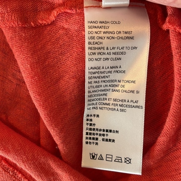 NWOT Free People Orange Short Sleeved Tee With Cole Shoulder And Ties - Picture 5 of 6